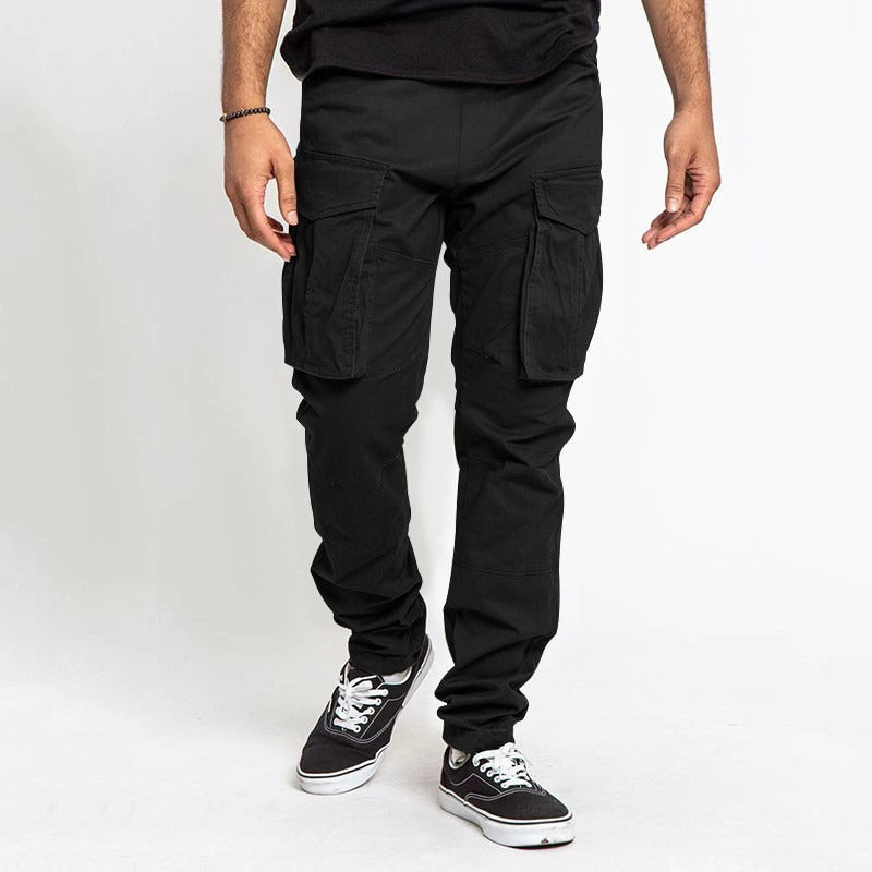 Pantalon Cargo Homme Nordisk Flair Coupe Décontractée Mélange Coton Poches Utilitaires Jambe Droite Pleine Longueur