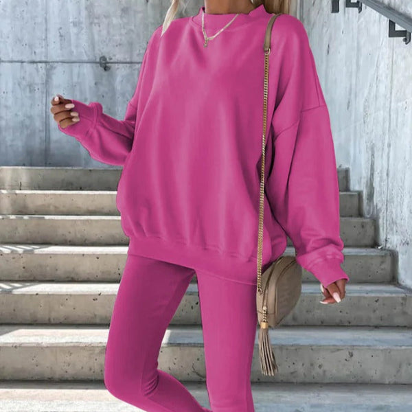 Sweatshirt Femme Oversize Col Rond Poignets Et Ourlets Côtelés Doux Mélange Coton Nordisk Flair