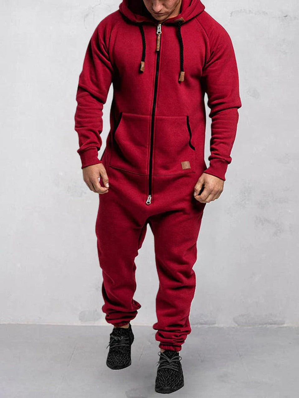 Combinaison En Molleton Pour Homme À Capuche Zip Devant Vêtement Lounge Décontracté Coupe Confortable Hiver Amawinc