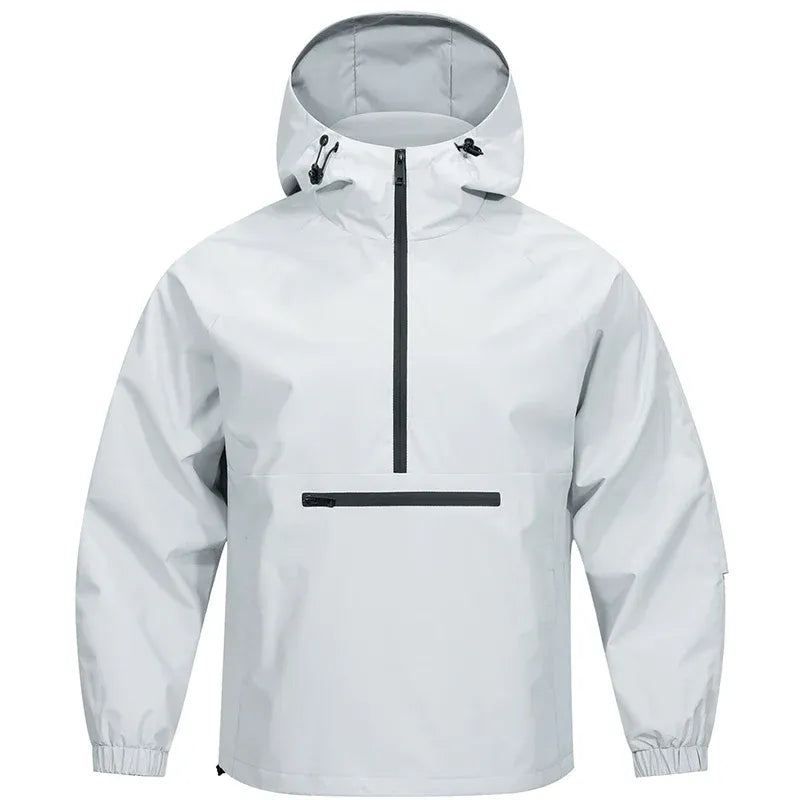 Amawinc Sweat À Capuche Imperméable Pour Homme Coupe Décontractée Avec Demi Fermeture Éclair Poche Poitrine Zippée