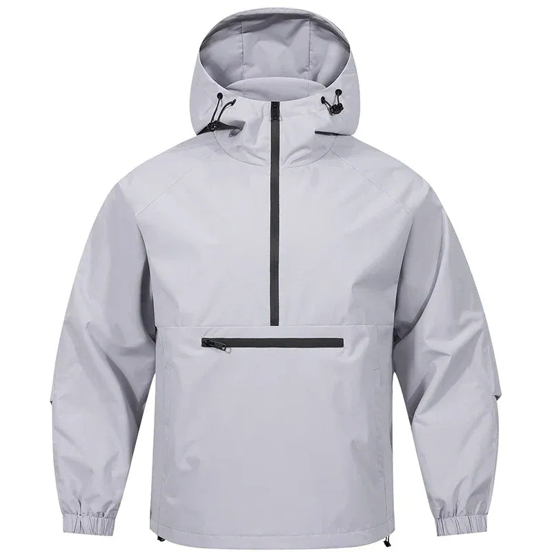 Amawinc Sweat À Capuche Imperméable Pour Homme Coupe Décontractée Avec Demi Fermeture Éclair Poche Poitrine Zippée