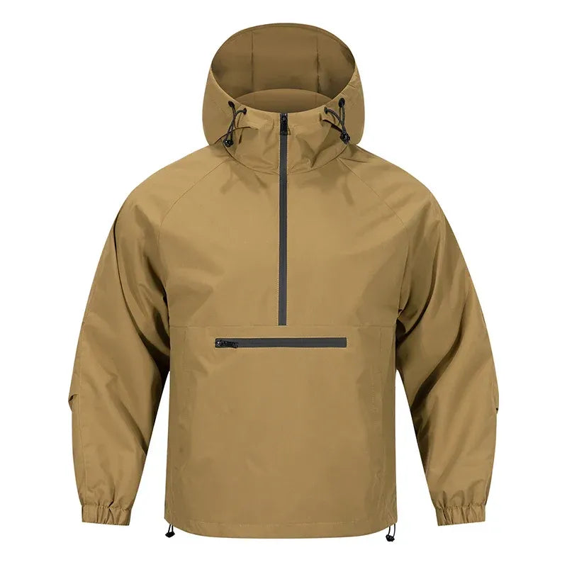 Amawinc Sweat À Capuche Imperméable Pour Homme Coupe Décontractée Avec Demi Fermeture Éclair Poche Poitrine Zippée