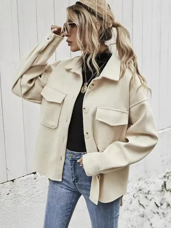 Manteau En Laine Pour Femmes Coupe Oversize Bouton Devant Col À Revers Poches À Rabat Nordisk Flair