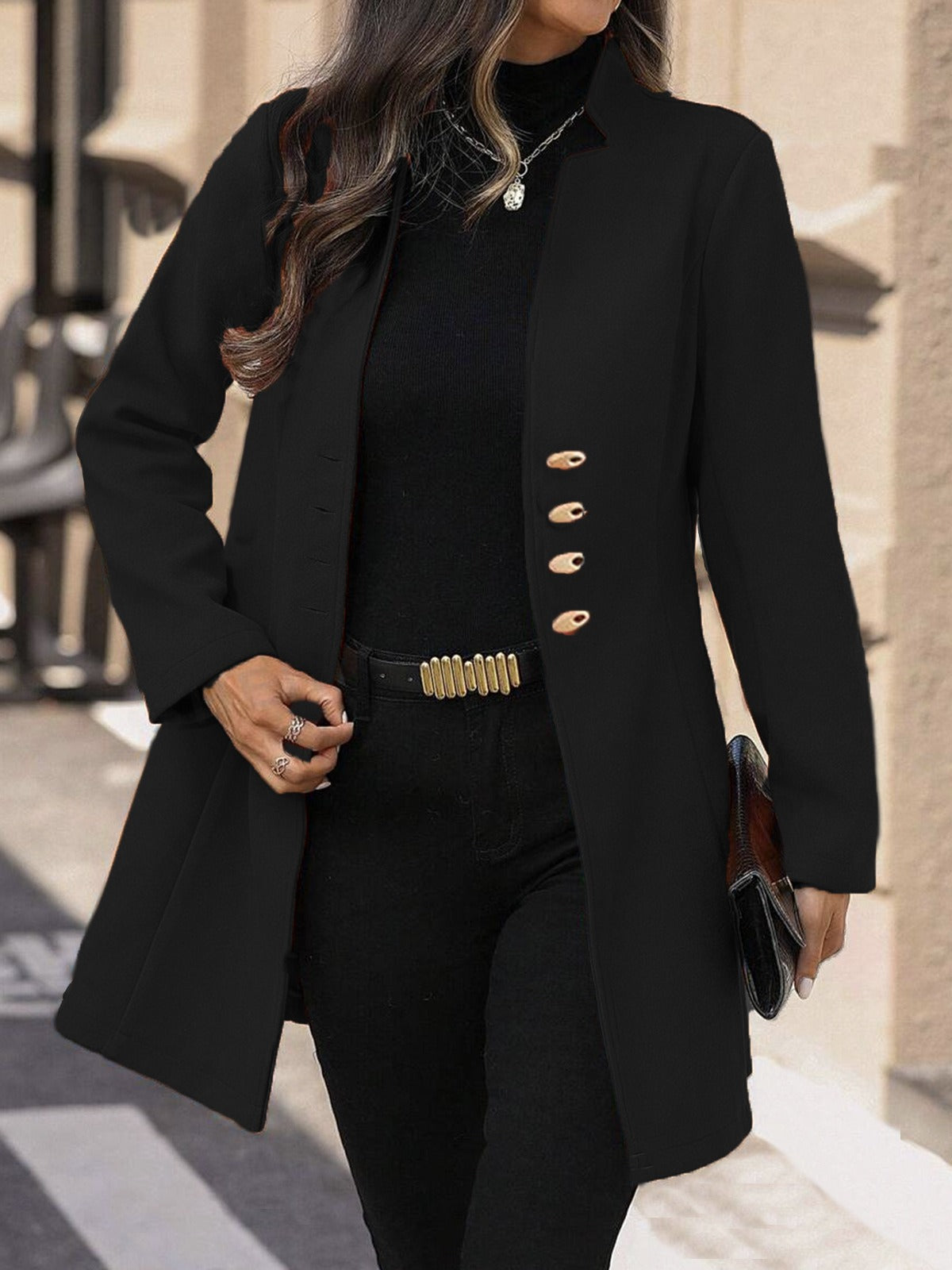 Amawinc Manteau En Laine Pour Femme Coupe Slim Mi Longueur Silhouette Tailorée Fermeture À Boutons