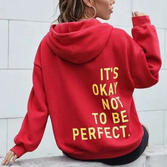 Sweat À Capuche Femme Oversized Mélange Coton Doux Impression Arrière Manches Longues Décontracté