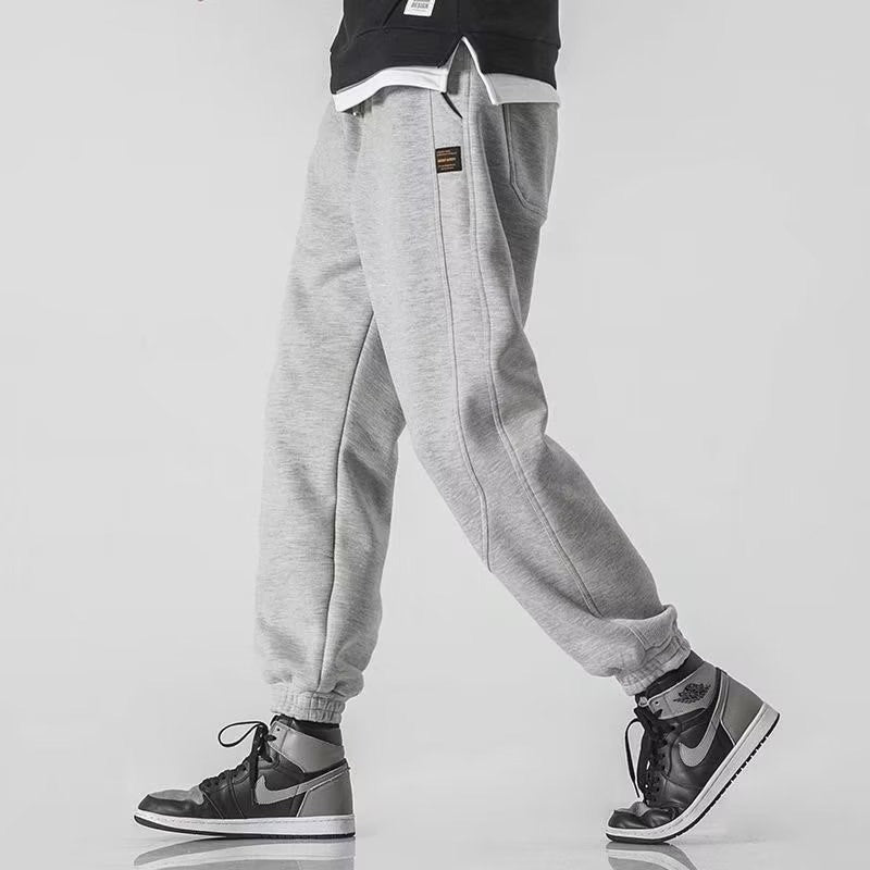 Pantalon Jogging Homme Coupe Décontractée Jambes Tapered Coton Mélangé Taille Cordon Serrage Ourlets Côtés