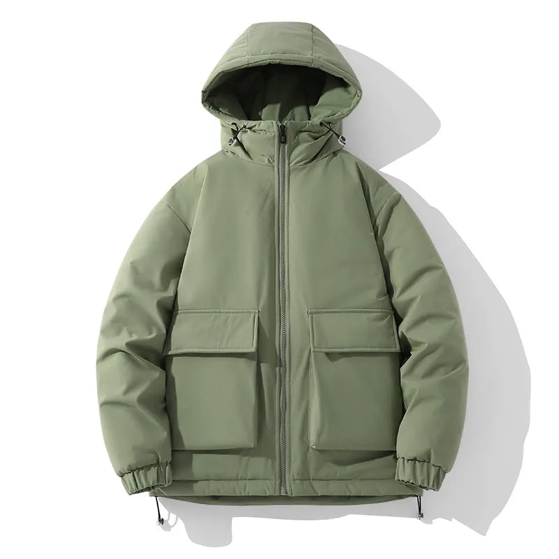 Doudoune Homme À Capuche Matelassée Poches Zip Coupe Oversize Pour Hiver Chaud Durable