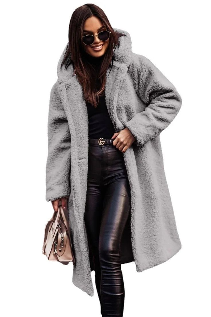 Veste Mi Longue Femme Oversize En Fausse Fourrure Douce Et Pelucheuse Ouverture Frontale