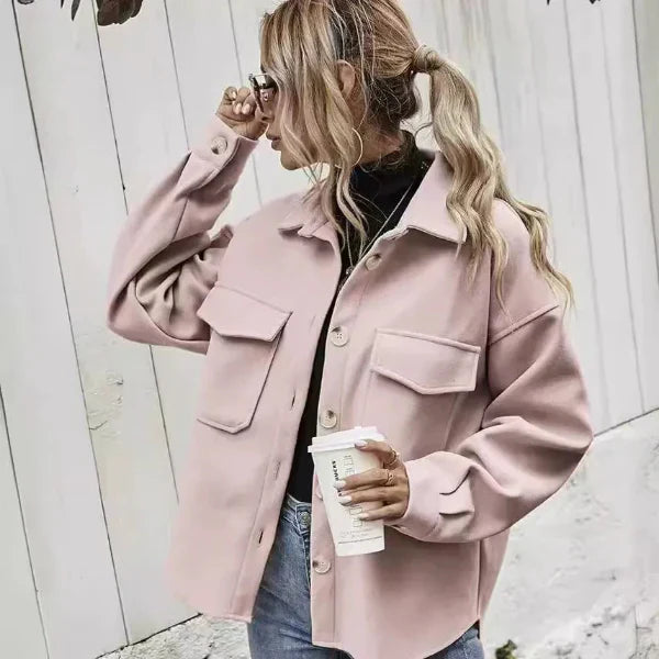 Manteau En Laine Pour Femmes Coupe Oversize Bouton Devant Col À Revers Poches À Rabat Nordisk Flair