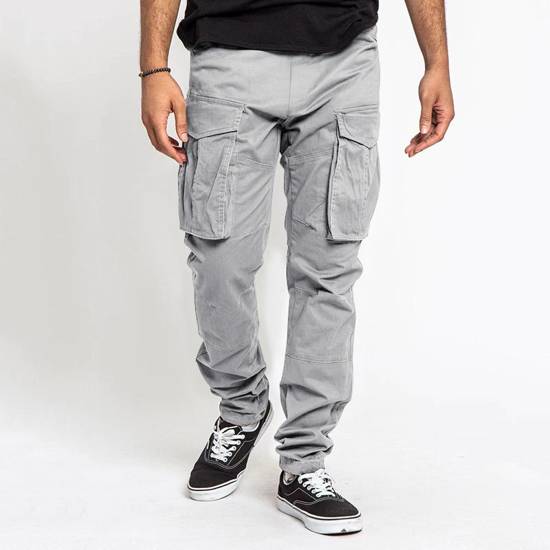 Pantalon Cargo Homme Nordisk Flair Coupe Décontractée Mélange Coton Poches Utilitaires Jambe Droite Pleine Longueur
