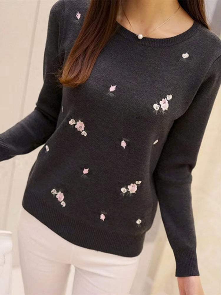 Pull en Maille Femme Mélange de Laine avec Broderie Florale Coupe Regular Nordisk Flair