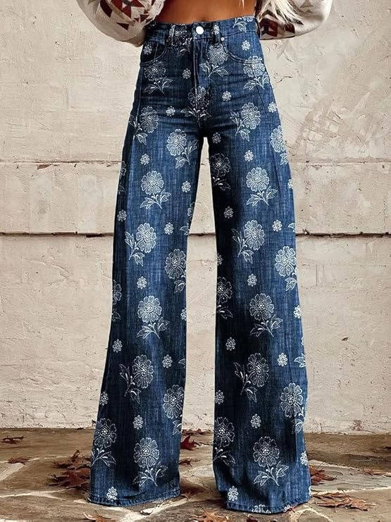 Pantalon Fleuri Pour Femmes Décontracté Parfait Pour Marchés Fermiers Dîners Décontractés Et Brunch