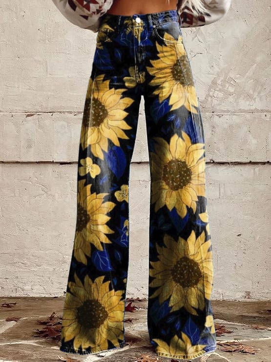 Pantalon Fleuri Pour Femmes Décontracté Parfait Pour Marchés Fermiers Dîners Décontractés Et Brunch