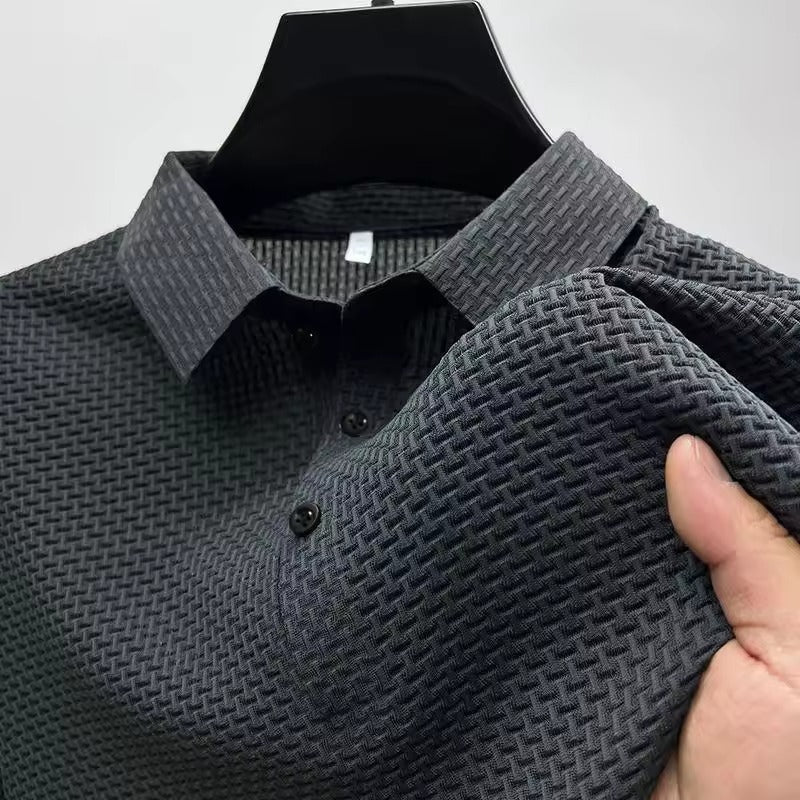 Amawinc Polo Tricoté Homme Manches Courtes Respirant Stretch Pour Tous Les Jours Confortable