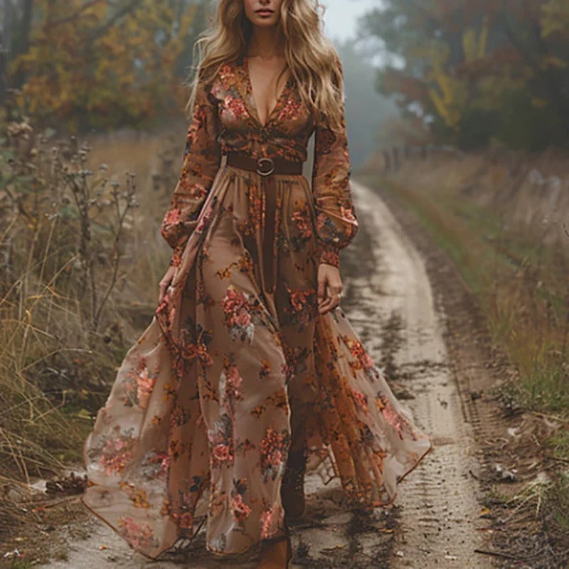 Robe Maxi Bohème Bordée De Broderies Pour Été Élégante Idéale Pour Fêtes Et Déjeuners