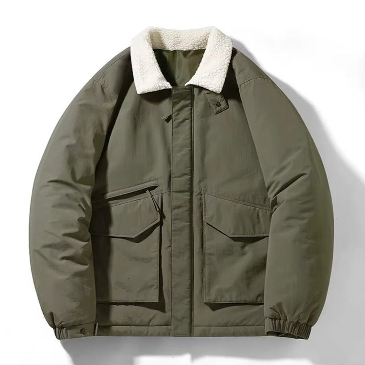 Doudoune Sherpa Oversize Avec Col Blanc Contrastant Et Silhouette Boxy Rétro Moderne Style Vintage