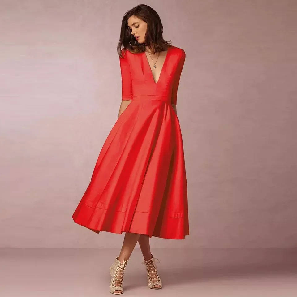 Robe Décolletée en V Profond pour Occasion Spéciale Amawinc Élégante et Polyvalente