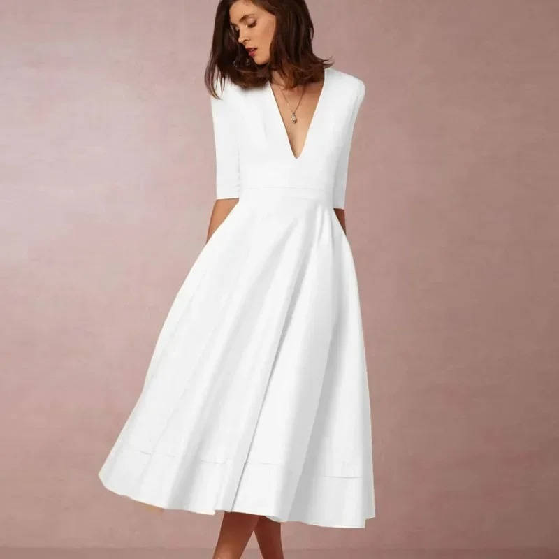 Robe Décolletée en V Profond pour Occasion Spéciale Amawinc Élégante et Polyvalente