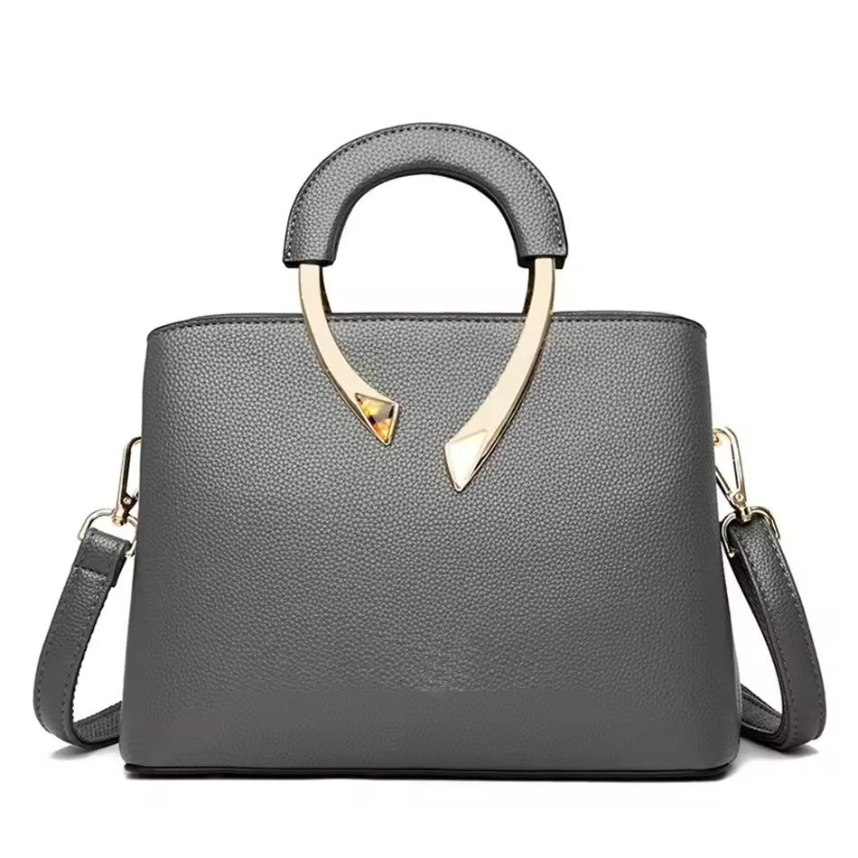 Amawinc Sac À Main En Cuir Grainé Synthétique Avec Poignée Métal Doré Poli Structure Élégante Pour Quotidien