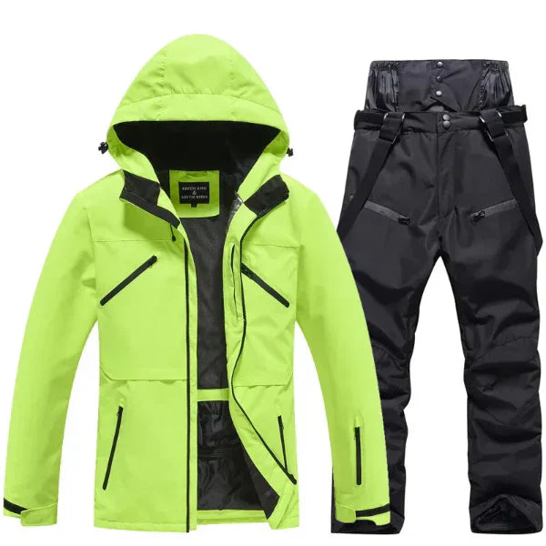 Ensemble Ski Deux Pièces Femmes Imperméable au Vent Capuche Veste Pantalon Coupe Regular