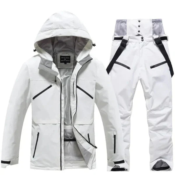 Ensemble Ski Deux Pièces Femmes Imperméable au Vent Capuche Veste Pantalon Coupe Regular