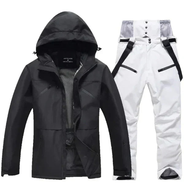Ensemble Ski Deux Pièces Femmes Imperméable au Vent Capuche Veste Pantalon Coupe Regular