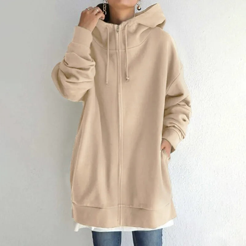 Amawinc Sweat À Capuche Oversized En Polaire Zip Devant Avec Poches Latérales Pour Femme
