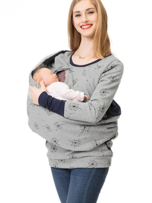 Sweatshirt Allaitement Femme Coupe Décontractée Motif Floral Mélange Coton Manches Longues Nordisk Flair