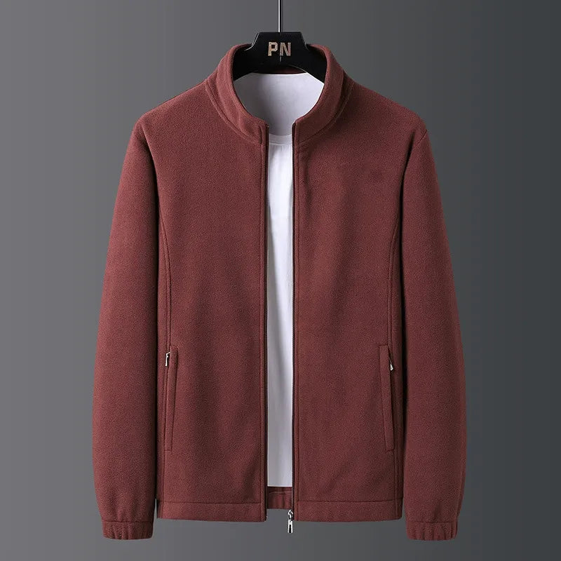 Veste Polaire Homme Amawinc Coupe Regular Col Montant Zip Complet Poignets et Ourlet Élastiques