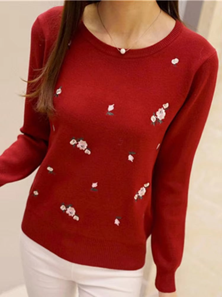 Pull en Maille Femme Mélange de Laine avec Broderie Florale Coupe Regular Nordisk Flair