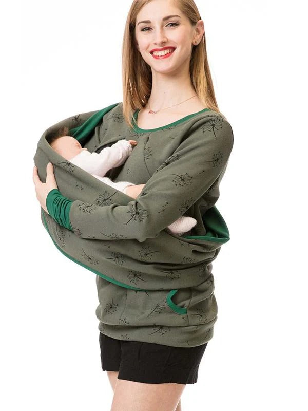 Sweatshirt Allaitement Femme Coupe Décontractée Motif Floral Mélange Coton Manches Longues Nordisk Flair