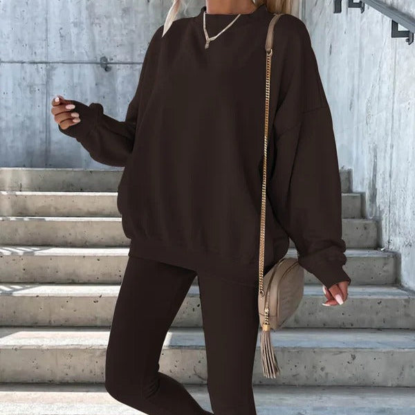 Sweatshirt Femme Oversize Col Rond Poignets Et Ourlets Côtelés Doux Mélange Coton Nordisk Flair