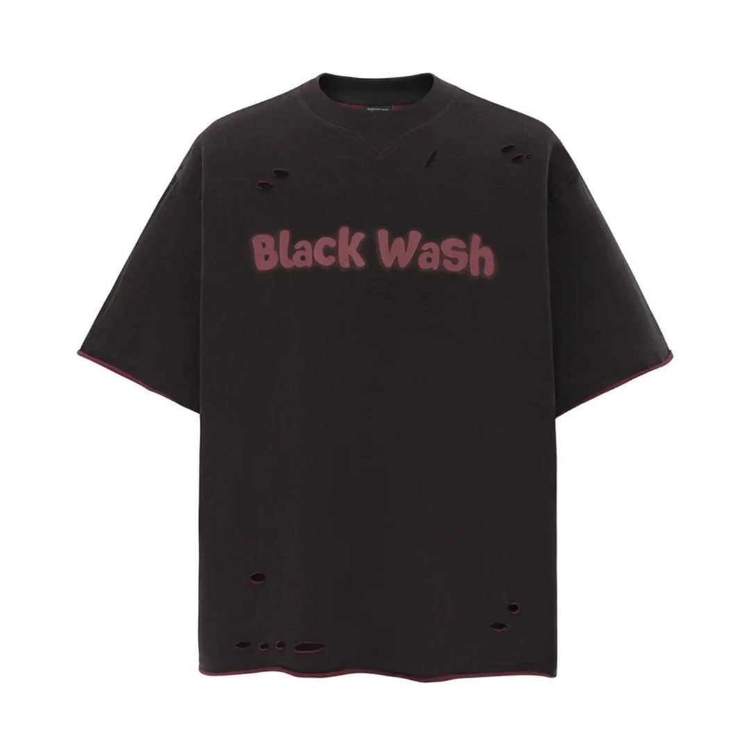 Restless Edge Tee Shirt Distress Graphisme Spray Paint en Coton Noir Coupe Décontractée