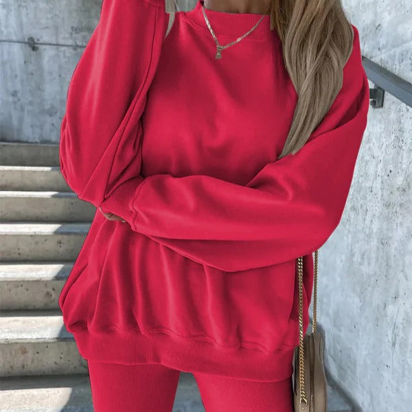 Sweatshirt Femme Oversize Col Rond Poignets Et Ourlets Côtelés Doux Mélange Coton Nordisk Flair