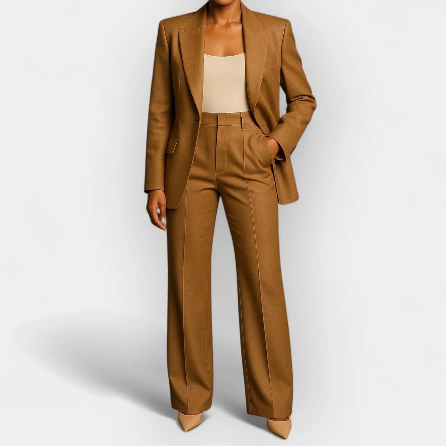 Tailleur Pantalon Deux Pièces Femme Élégant Polyvalent Pour Professionnelle Moderne