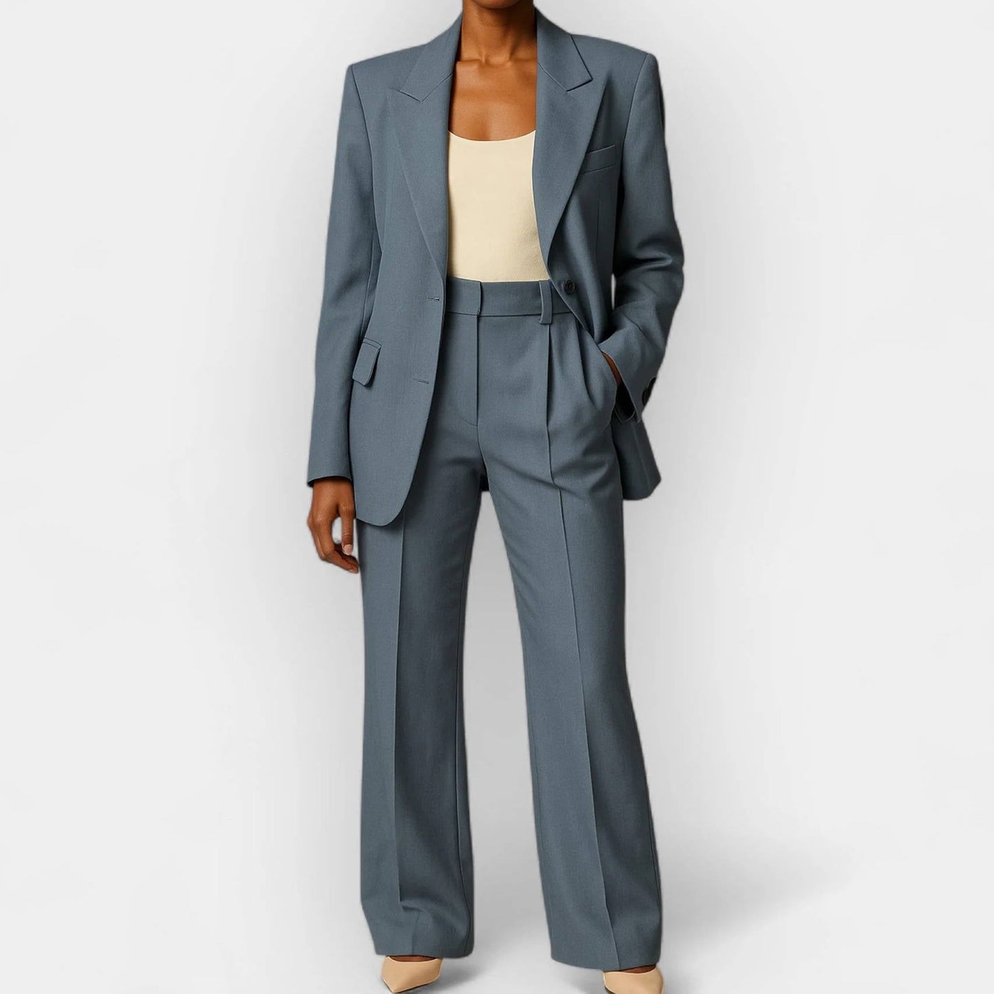Tailleur Pantalon Deux Pièces Femme Élégant Polyvalent Pour Professionnelle Moderne