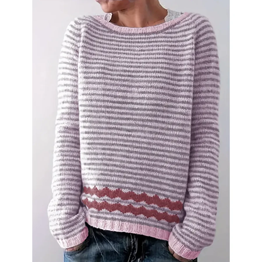 Pull Femme En Laine Tricot Rayé À Manches Longues Coupe Décontractée Nordisk-Flair