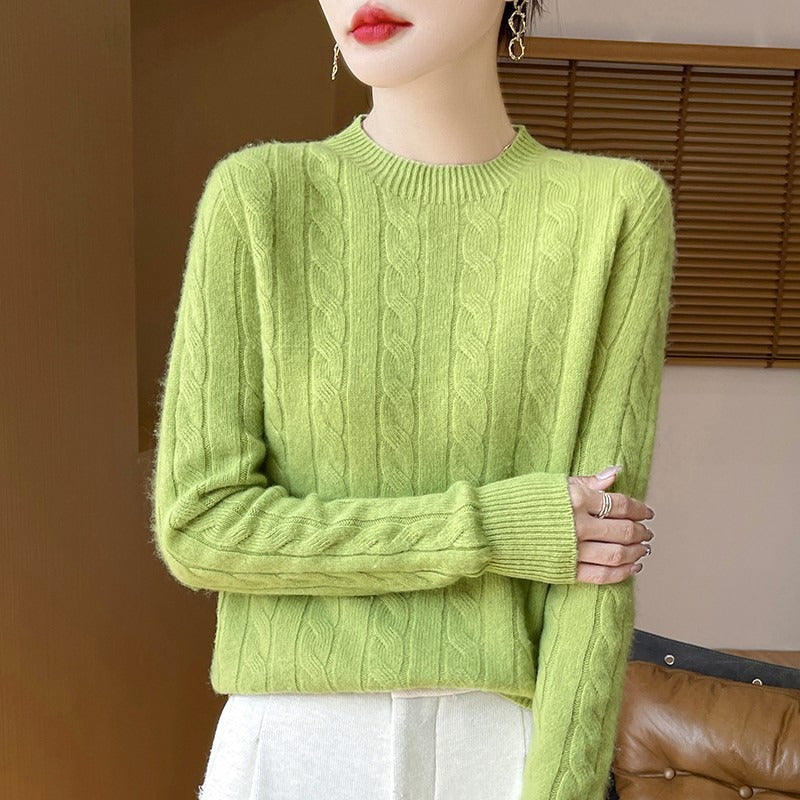 Pull Femme En Laine Tricot Câble Décontracté À Manches Longues Amawinc Confort Chaud Pour L'Hiver