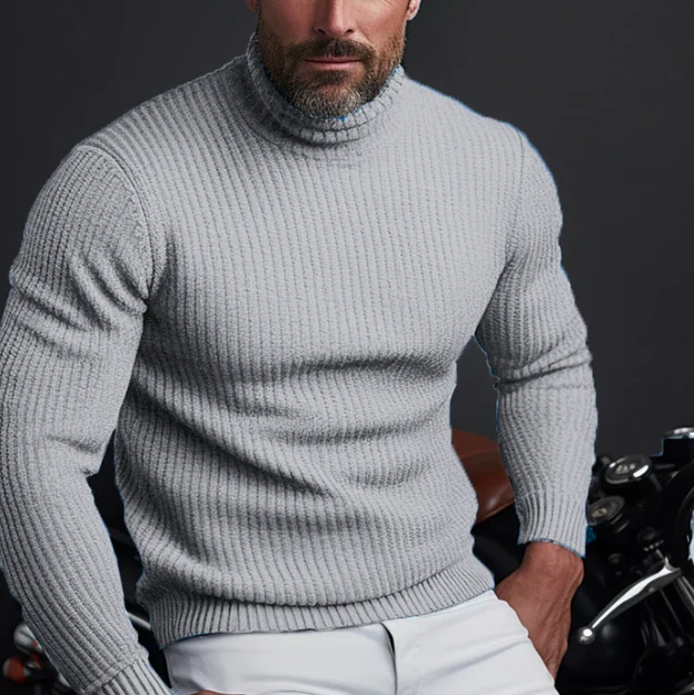 Pull Col Roulé Homme Slim Fit en Laine à Maille Côtelée Nordisk Flair Amawinc Pour Un Style Polyvalent Quotidien