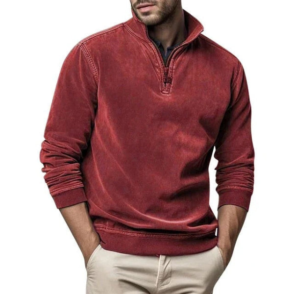 Pull Homme Coupe Regular En Polaire Douce Col Zippé Bordure Ribée Amawinc Confortable