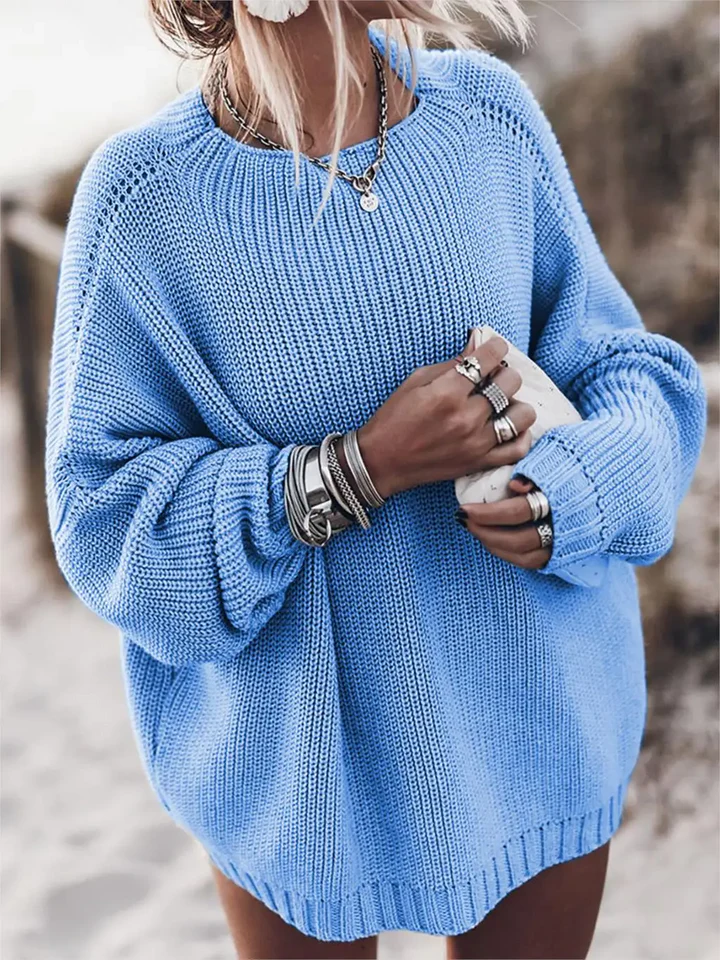 Pull Femme Oversize en Maille Épais Manches Raglan Ourlet Côtelé Nordisk-Flair Confortable