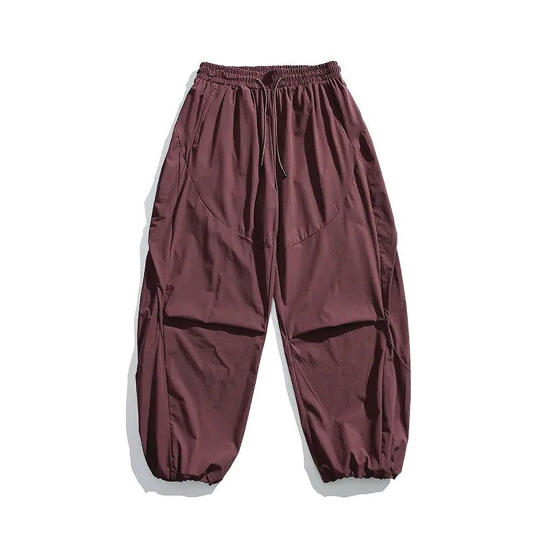 Pantalon Large À Volume Exagéré Avec Coutures Techniques Poches Multiples Taille Élastique
