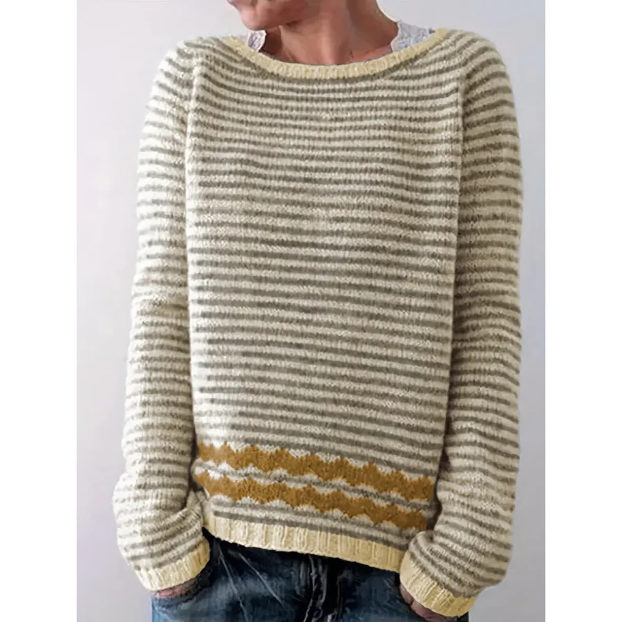 Pull Femme En Laine Tricot Rayé À Manches Longues Coupe Décontractée Nordisk-Flair