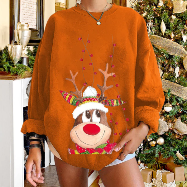 Pull Pour Femme Coupe Décontractée En Maille Douce Avec Graphique Renne Et Ourlet Côtelé