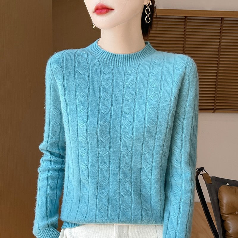 Pull Femme En Laine Tricot Câble Décontracté À Manches Longues Amawinc Confort Chaud Pour L'Hiver