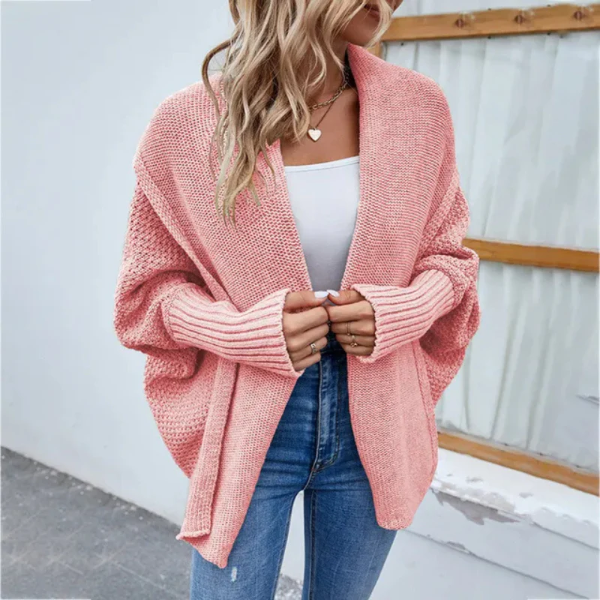 Cardigan En Maille Pour Femme Oversize Coupe Ample Texture Épaisse Ouvert Devant Manches Longues