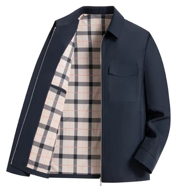 Veste Homme Slim Fit Amawinc Coupe Ajustée Mi Longue Fermeture Éclair Devant Poches Rabat Doublure À Carreaux