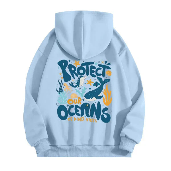 Sweat À Capuche Femme Oversize Effet Coton Graphique Marin Imprimé Dos Confort Décontracté