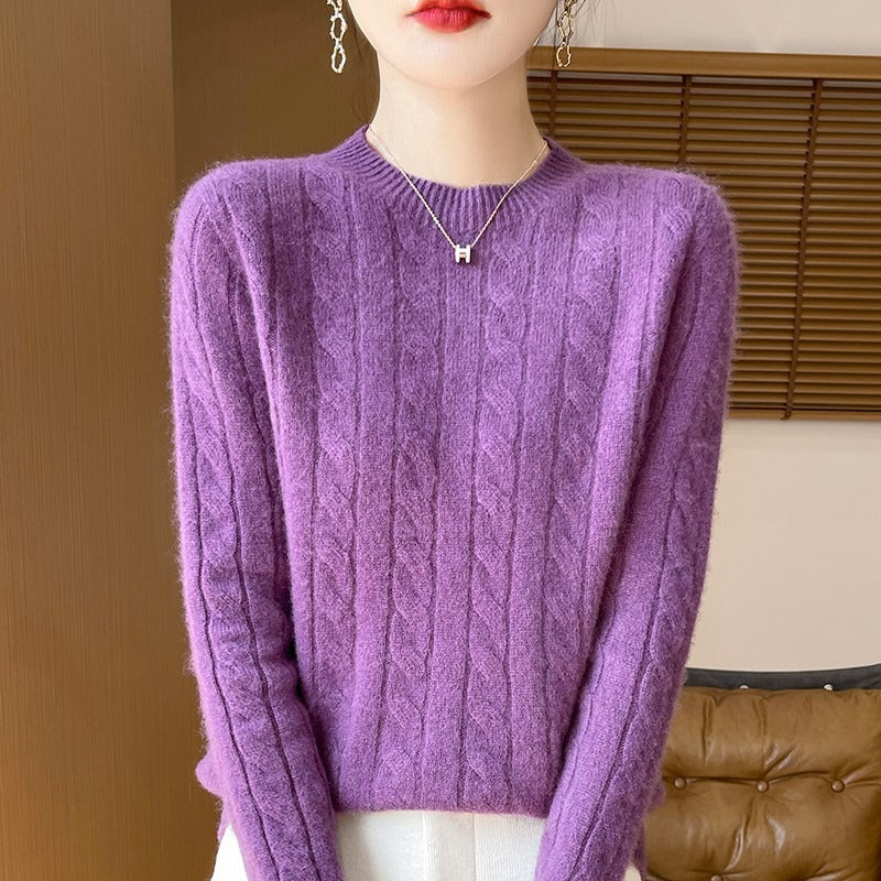 Pull Femme En Laine Tricot Câble Décontracté À Manches Longues Amawinc Confort Chaud Pour L'Hiver
