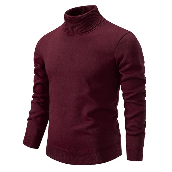 Pull Homme Col Roulé Côtelé En Coton Mélangé Coupe Slim Noir Pour Quotidien Avec Style Minimaliste Décontracté
